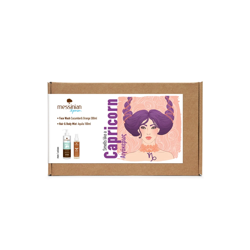 Messinian Spa Promo Zodiac Collection Capricorn (Men / Unisex) Face Wash Orange & Cucumber 300ml & Hair & Body Mist Aquila 100ml