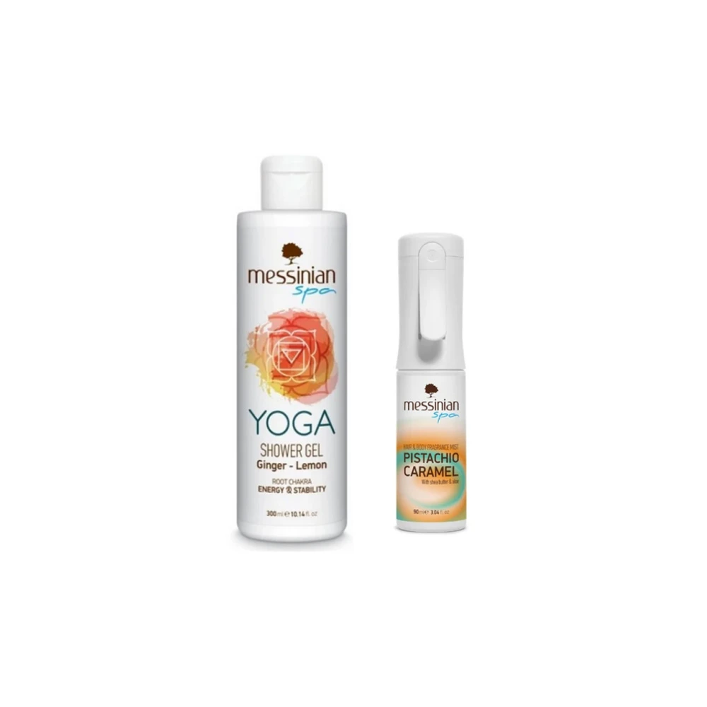Messinian Spa Promo Hair & Body Mist Pistachio-Caramel 90ml & Gift Shower Gel Ginger & Lemon 300ml
