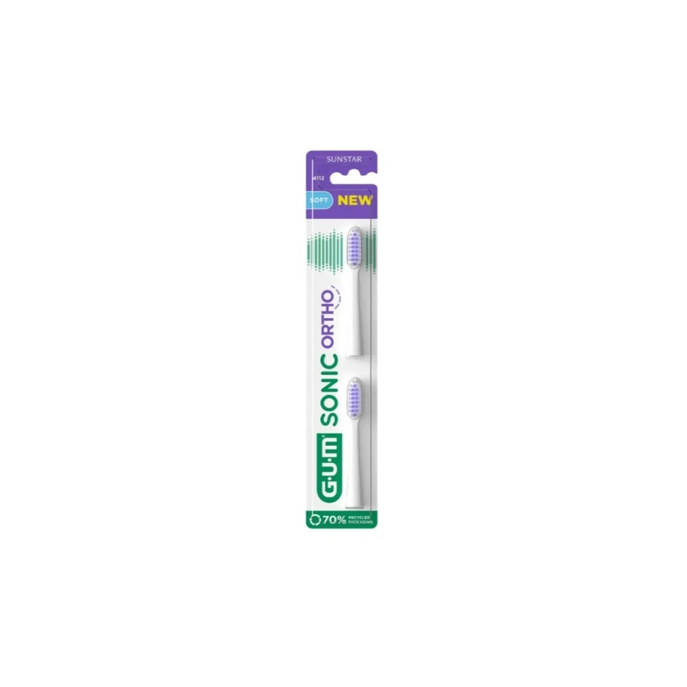 Gum 4112 Sonic Ortho Soft Electric Toothbrush Replacement Heads 2 pieces