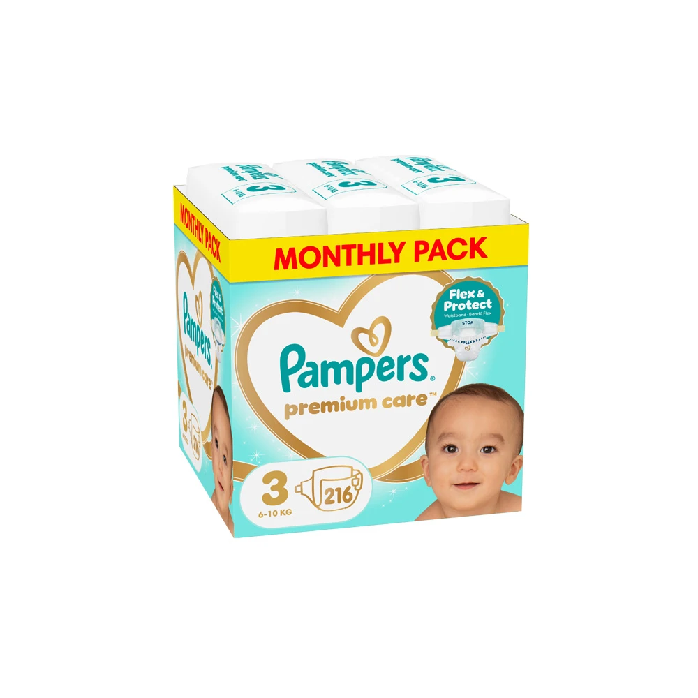 Pampers Premium Care Πάνες Μέγεθος 3 (6-10kg) 216 πάνες