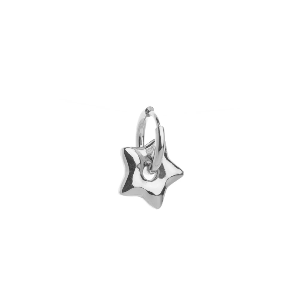 Borghetti Art 1334 Hoop Cuore Oro Silver Earrings with Hanging Star Charm 1 pair