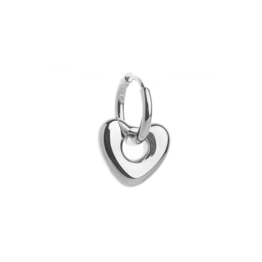 Borghetti Art 1335 Hoop Cuore Acciaio Stainless Steel Heart Hoop Earring 1 pair