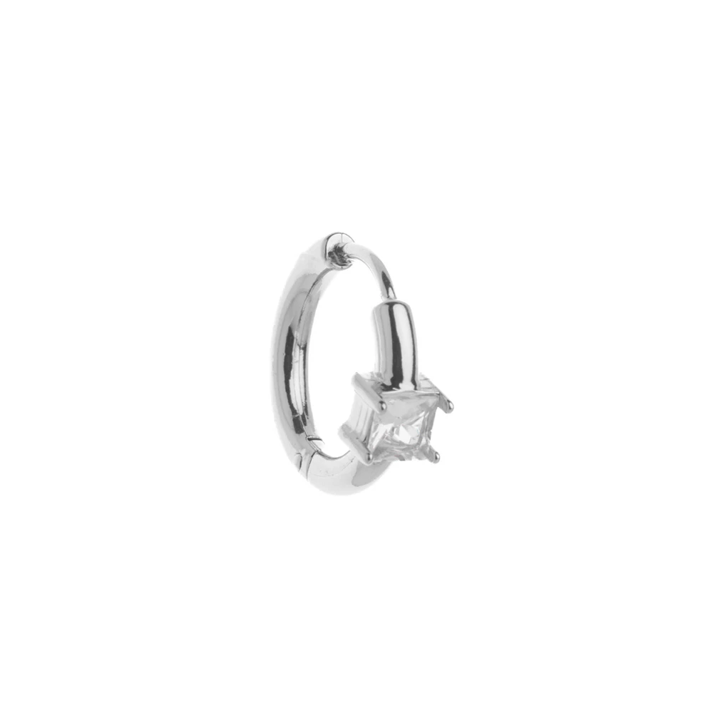 Borghetti Art 1340 Brillantino Acciaio Steel Hoop Earrings With Shiny Details 1 pair