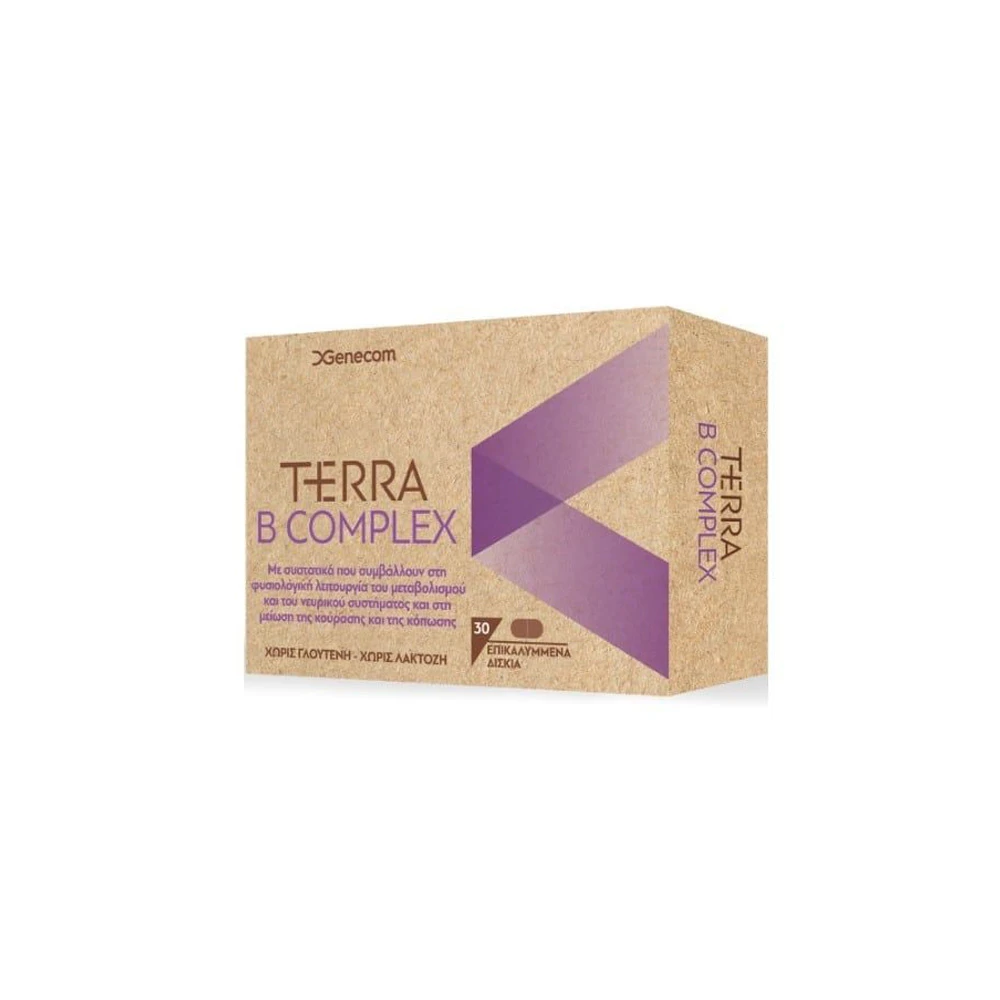 Genecom Terra B-Complex Συμπλήρωμα Διατροφής Με Βιταμίνες Του Συμπλέγματος Β 30 ταμπλέτες