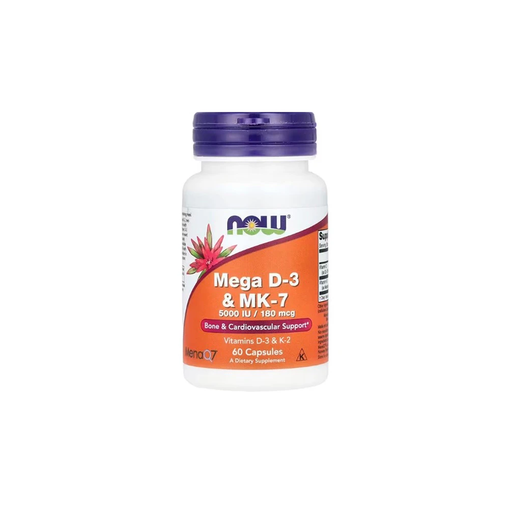 Now Mega D3 5000IU & MK-7 180mcg Με Βιταμίνη D3 & Βιταμίνη K2 60 κάψουλες