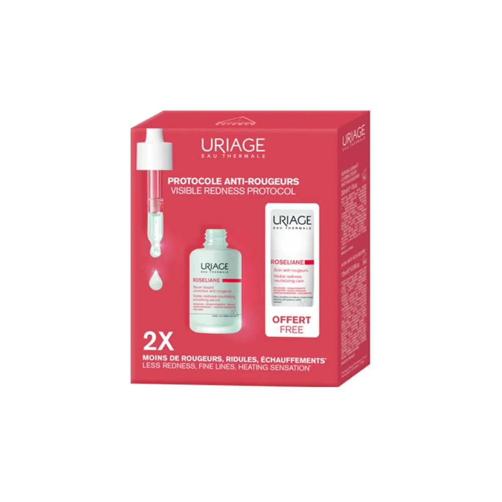 Uriage Promo Roseliane Anti-Rougeurs Visible Redness Protocol Smoothing Anti-Redness Serum 30ml & Gift Anti-Redness Treatment 15ml