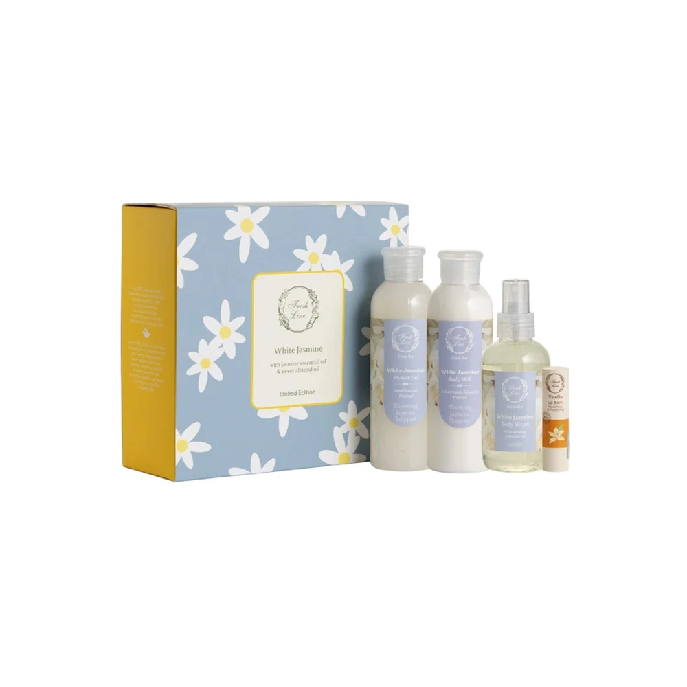 Fresh Promo Line Spring White Jasmine Body Water 150ml & Body Lotion 200ml & Shower Gel 200ml & Vanilla Lip Balm 5.4gr