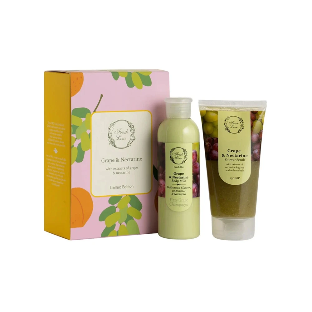 Fresh Promo Line Spring Grape & Nectarine Shower Scrub 150ml & Grape & Nectarine Body Milk 200ml