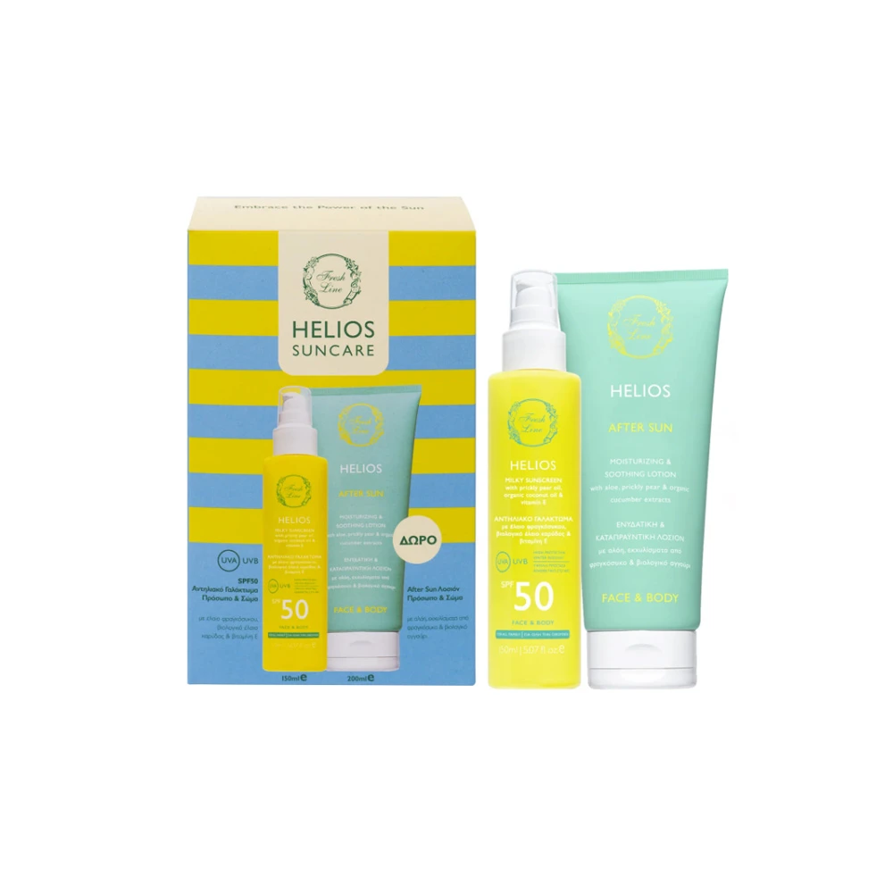 Fresh Line Promo Helios Αντηλιακό Γαλάκτωμα SPF50 Για Πρόσωπο & Σώμα 150ml & After Sun Λοσιόν Για Πρόσωπο & Σώμα 200ml
