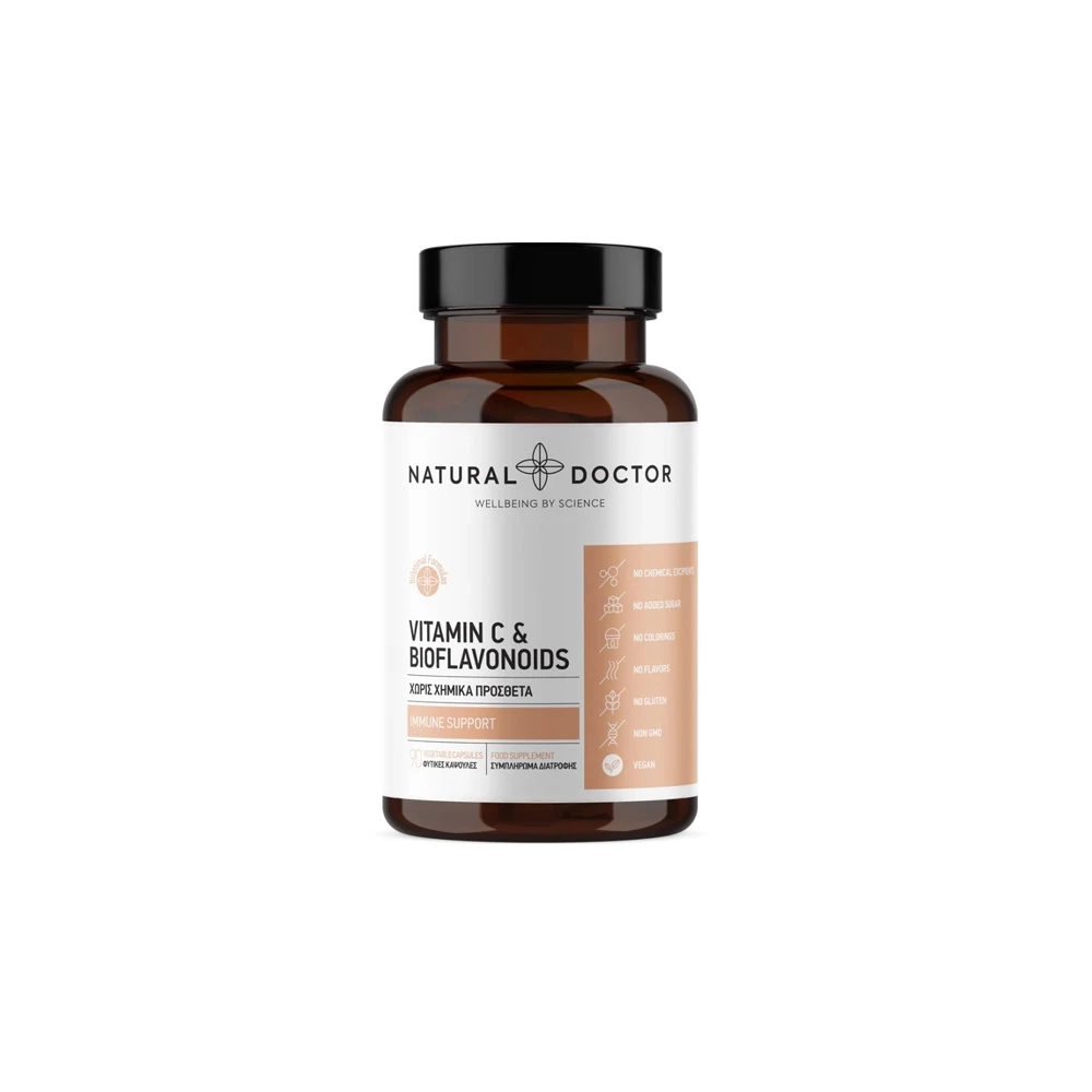 Natural Doctor Vitamin C & Bioflavonoids Συμπλήρωμα Διατροφής Με Βιταμίνη C & Βιοφλαβονοειδή Εσπεριδοειδών 90 φυτικές κάψουλες