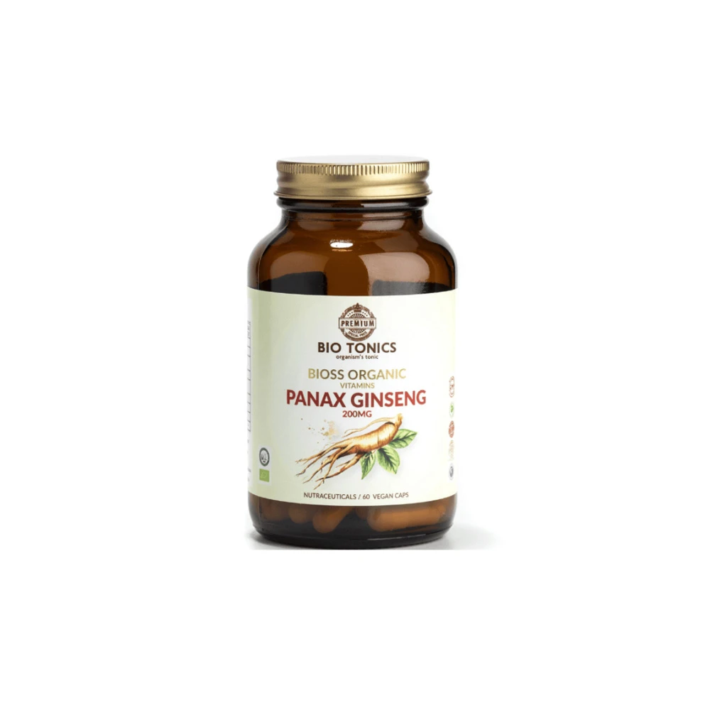 Bio Tonics Bioss Organic Panax Ginseng 200mg Φυσικό Προϊόν Διατροφής Με Βιολογικό Εκχύλισμα Ginseng Για Τη Γενική Τόνωση Του Οργανισμού & Του Ανοσοποιητικού 60 φυτικές κάψουλες