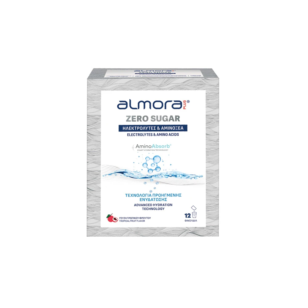 Elpen Almora Plus Zero Sugar Ηλεκτρολύτες Με Αμινοξέα Για Προηγμένη Ενυδάτωση Χωρίς Ζάχαρη Τροπικό Φρούτο 12 φακελίδια