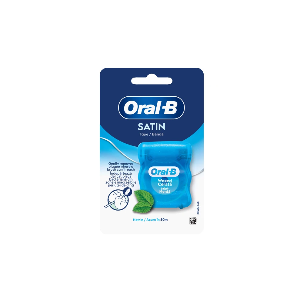 Oral-B Satin Tape Οδοντικό Νήμα Κηρωμένο Γεύση Μέντας 50m 1 τεμάχιο