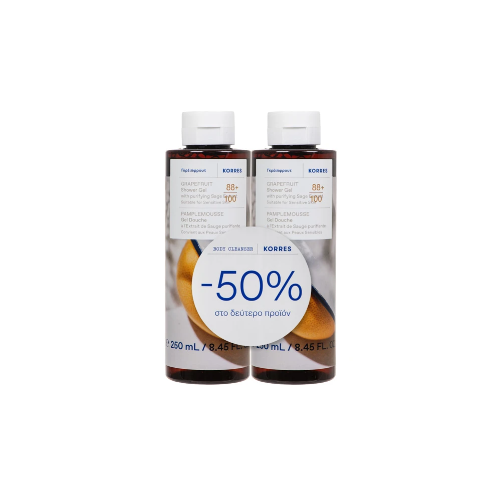Korres Promo (-50% Στο 2ο Προϊόν) Γκρέϊπφρουτ Αφρόλουτρο 2x250ml