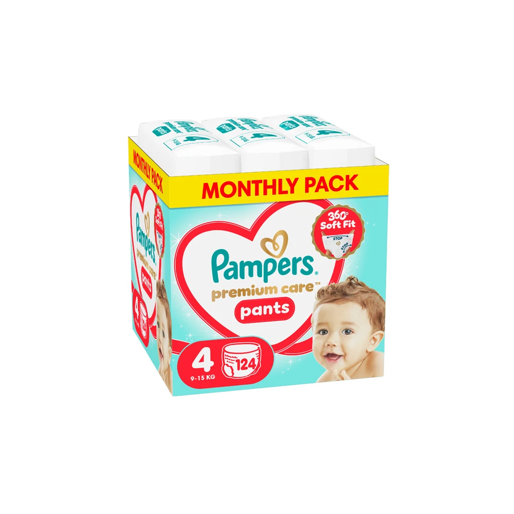 Pampers Premium Care Πάνες Βρακάκι Μέγεθος 4 (9-15kg) 124 πάνες