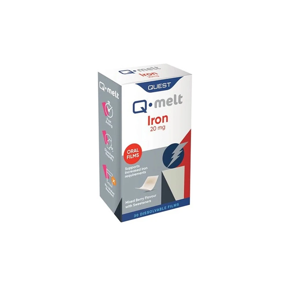 Quest Q-Melt Iron 20mg Συμπλήρωμα Διατροφής Σιδήρου 30 ταινίες