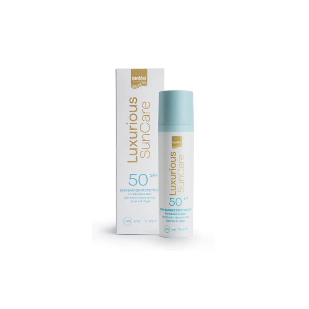 InterMed Luxurious Sun Care Skin Barrier Protection Facial Sunscreen Cream Specially Designed For Sensitive Skin SPF50 75ml
