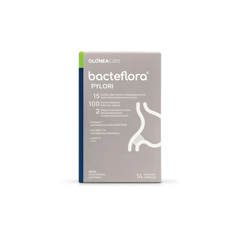Olonea Bacteflora Pylori Συμπλήρωμα Διατροφής Για Την Αντιμετώπιση Του Ελικοβακτηριδίου Του Πυλωρού 14 κάψουλες
