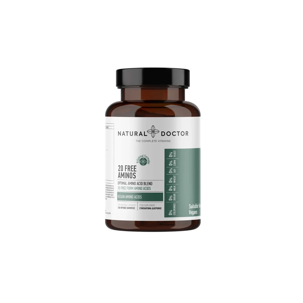 Natural Doctor 20 Free Aminos Συμπλήρωμα Διατροφής Με Αμινοξέα 120 φυτικές κάψουλες