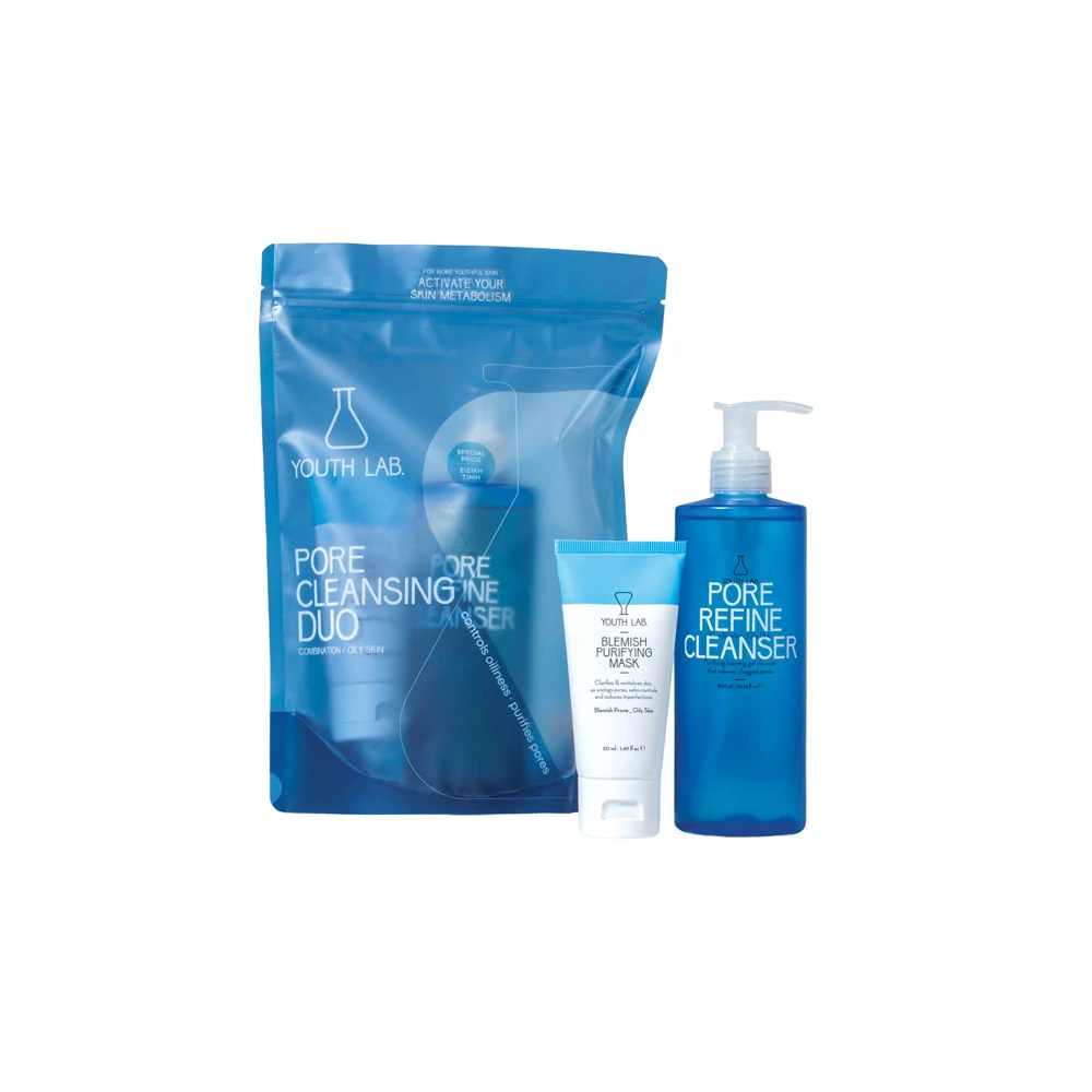 YOUTH LAB. Promo Pore Cleansing Duo Blue Combination-Oily Skin Pore Refine Cleanser Τζελ Καθαρισμού 300ml & Blemish Purifying Mask Μάσκα Καθαρισμού 50ml