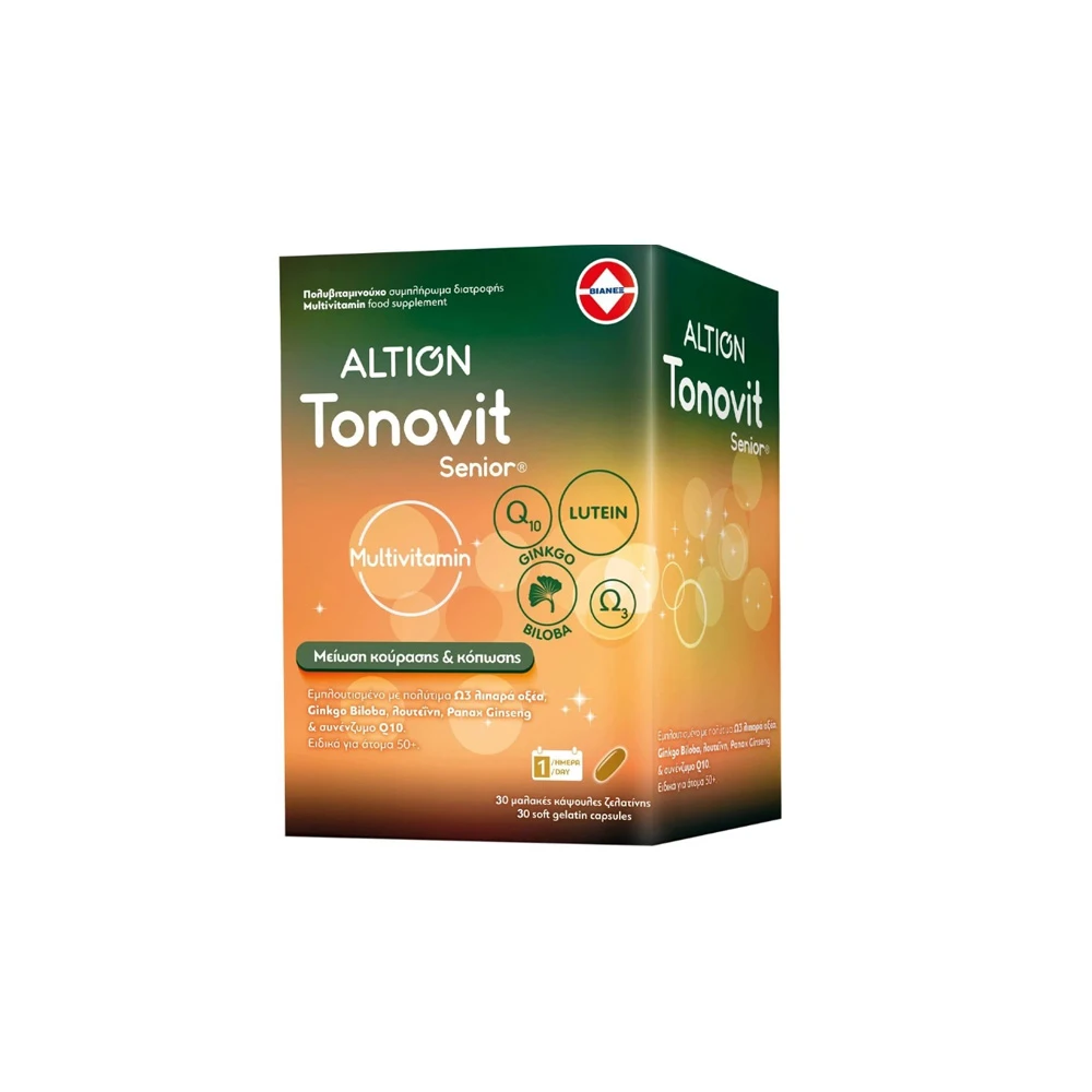 Altion Tonovit Senior Multivitamin Ενισχυμένη Πολυβιταμίνη Για Σωματική & Πνευματική Τόνωση Για Ηλικίες Άνω Των 50 Ετών 30 μαλακές κάψουλες