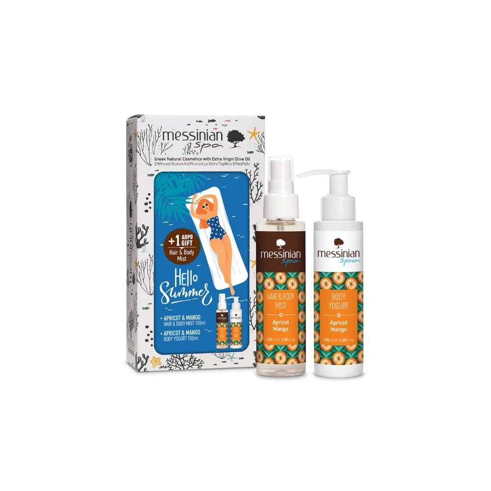 Messinian Spa Promo Hello Summer Hair & Body Mist Βερύκοκο & Μάνγκο 100ml & Body Yogurt Apricot & Mango Γαλάκτωμα Σώματος Βερύκοκο & Μάνγκο 100ml