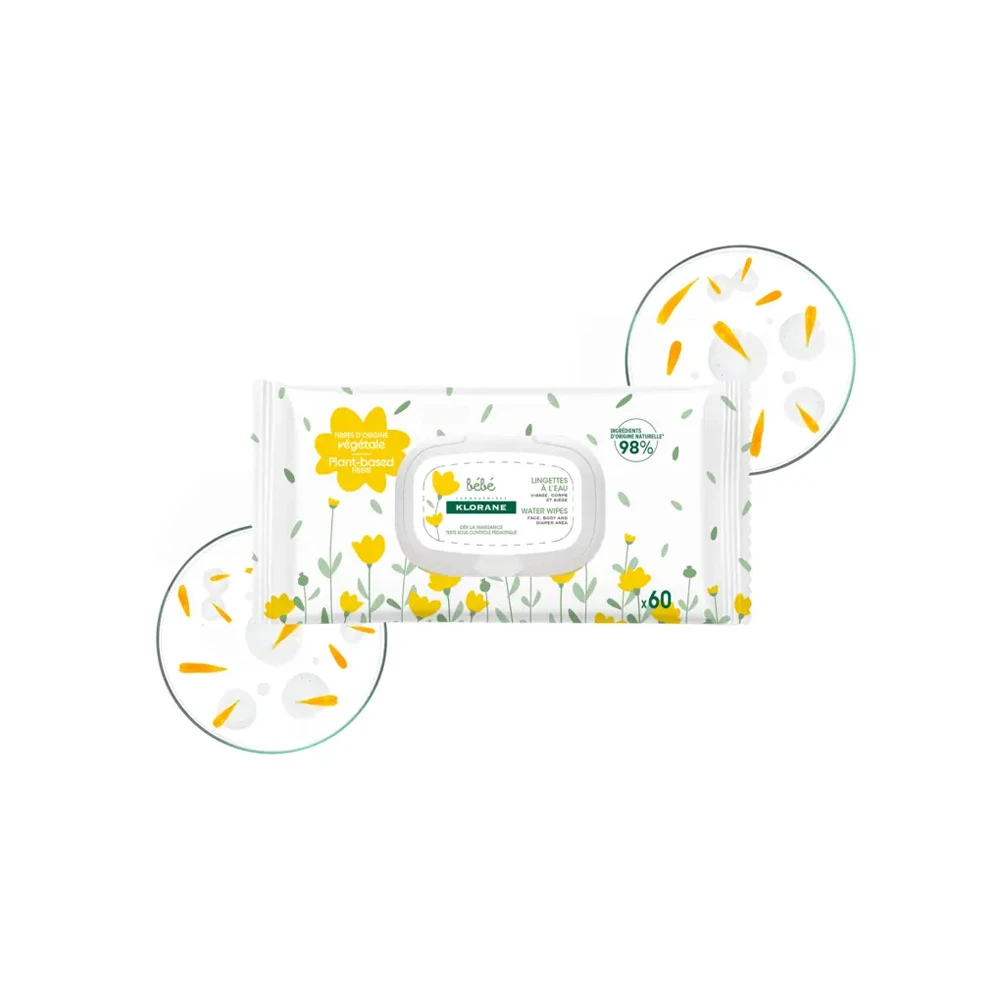 Klorane Bebe Water Wipes 60 pieces