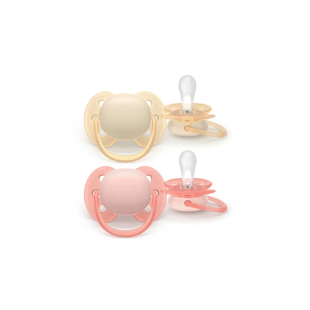 Philips Avent Ultra Soft Orthodontic Silicone Pacifier Yellow & Pink For 0-6 Months 2 pieces