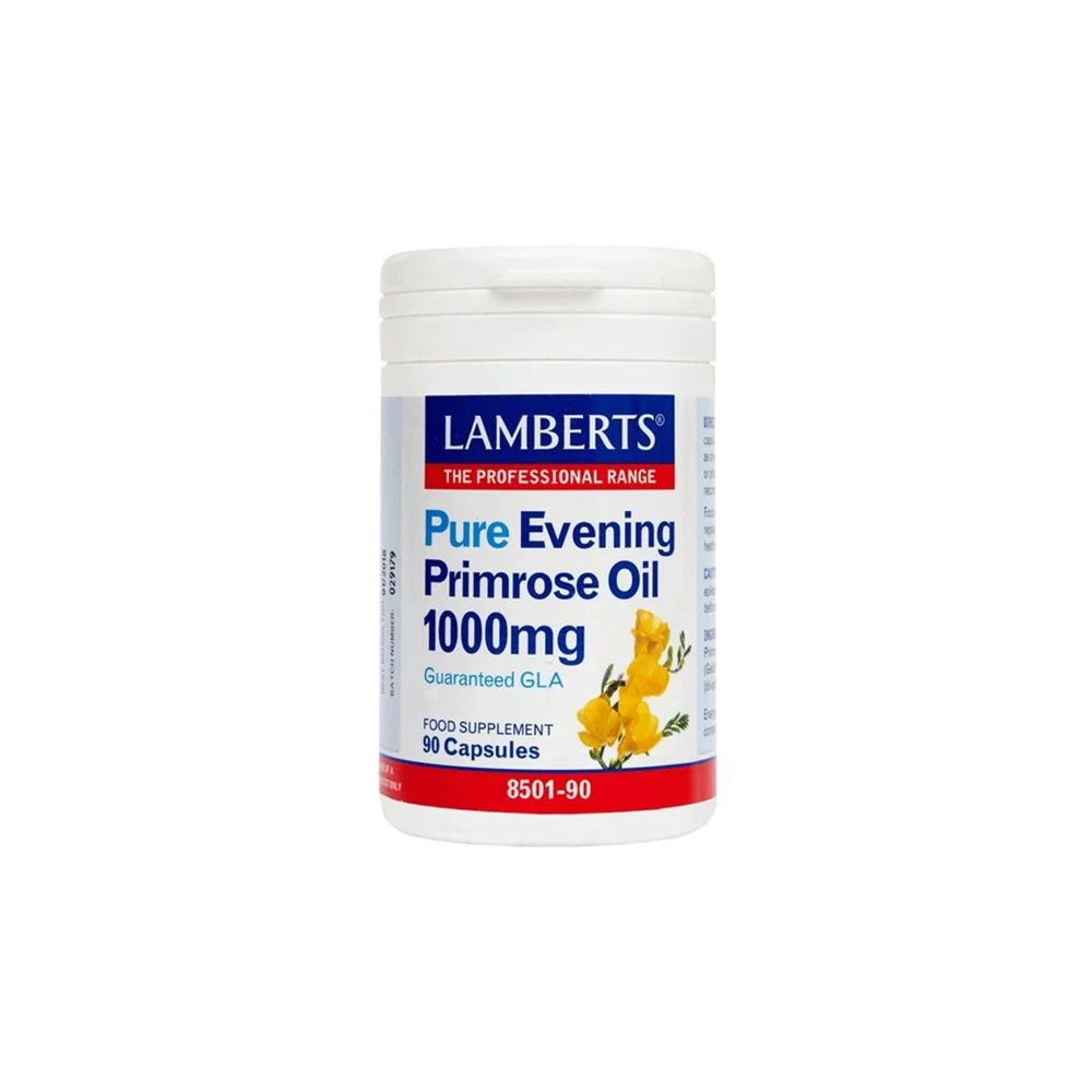 Lamberts Pure Evening Primrose Oil Συμπλήρωμα Διατροφής Έλαιου Νυχτολούλουδου Για Την Αντιμετώπιση Των Προεμμηνορυσιακών Συμπτωμάτων 1000mg 90 ταμπλέτες