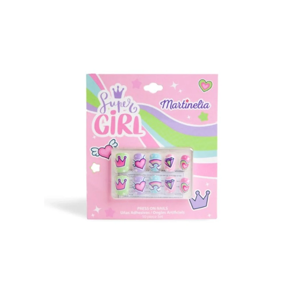Μartinelia Supergirl Press On Nails Παιδικό Σετ Νυχιών Mε Ενσωματωμένη Κόλλα 10 τεμάχια