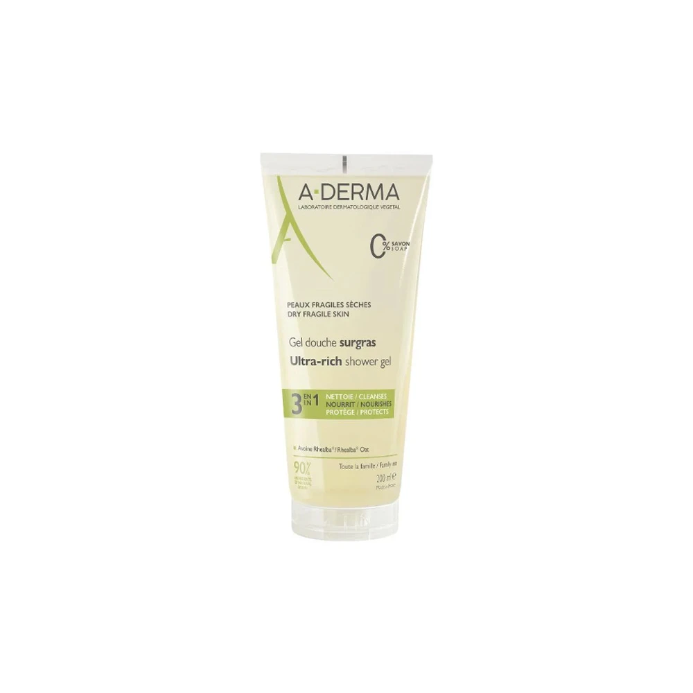 A-Derma Gel Douche Surgras Πλούσιο Τζελ Καθαρισμού Για Το Ξηρό Δέρμα 200ml
