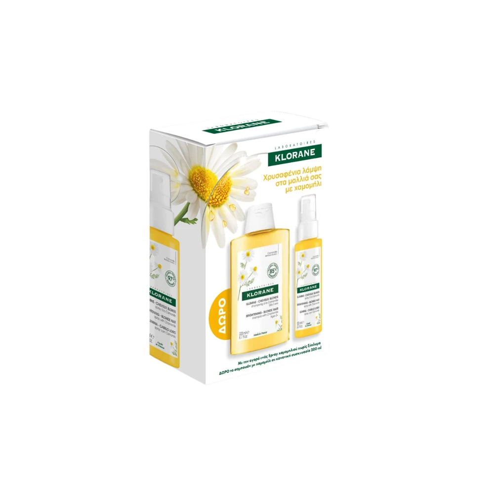 Klorane Promo Brightening Spray With Chamomile Σπρέι Με Χαμομήλι & Ξύδι Για Ανταύγιες 100ml & Δώρο Shampoo With Chamomile Σαμπουάν Με Χαμομήλι Για Ξανθά Μαλλιά 200ml