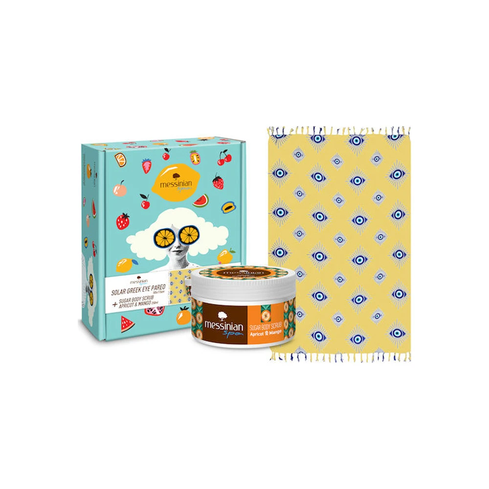 Messinian Spa Promo Sugar Body Scrub With Apricot Mango Με Βερίκοκο & Μάνγκο 250ml & Δώρο Παρεό Solar Greek Eye 1 τεμάχιο