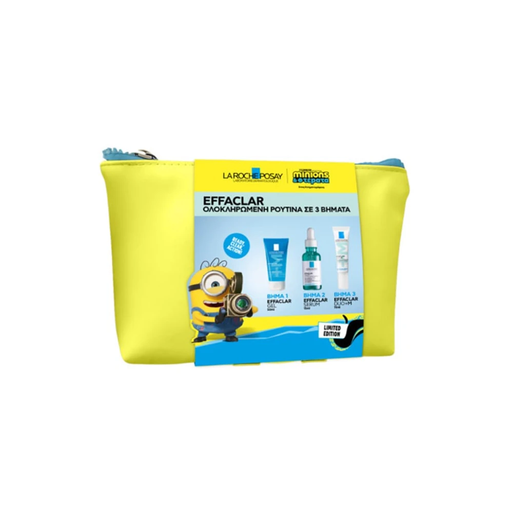 La Roche Posay Promo Effaclar Gel Τζελ Καθαρισμού 50ml & Effaclar Serum Ορός Κατά Των Eπίμονων Aτελειών 15ml & Effaclar Duo+M Διορθωτική Κρέμα Κατά Των Ατελειών 15ml & Δώρο Νεσεσέρ Minions 1 τεμάχιο