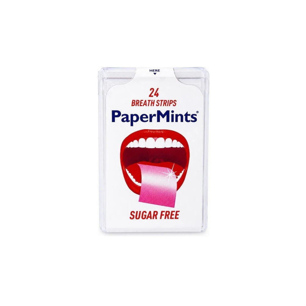 Papermints Coolcaps Breath Strips Strawberry Φυλλαράκια Για Δροσερή Αναπνοή Με Γεύση Φράουλα 24 τεμάχια