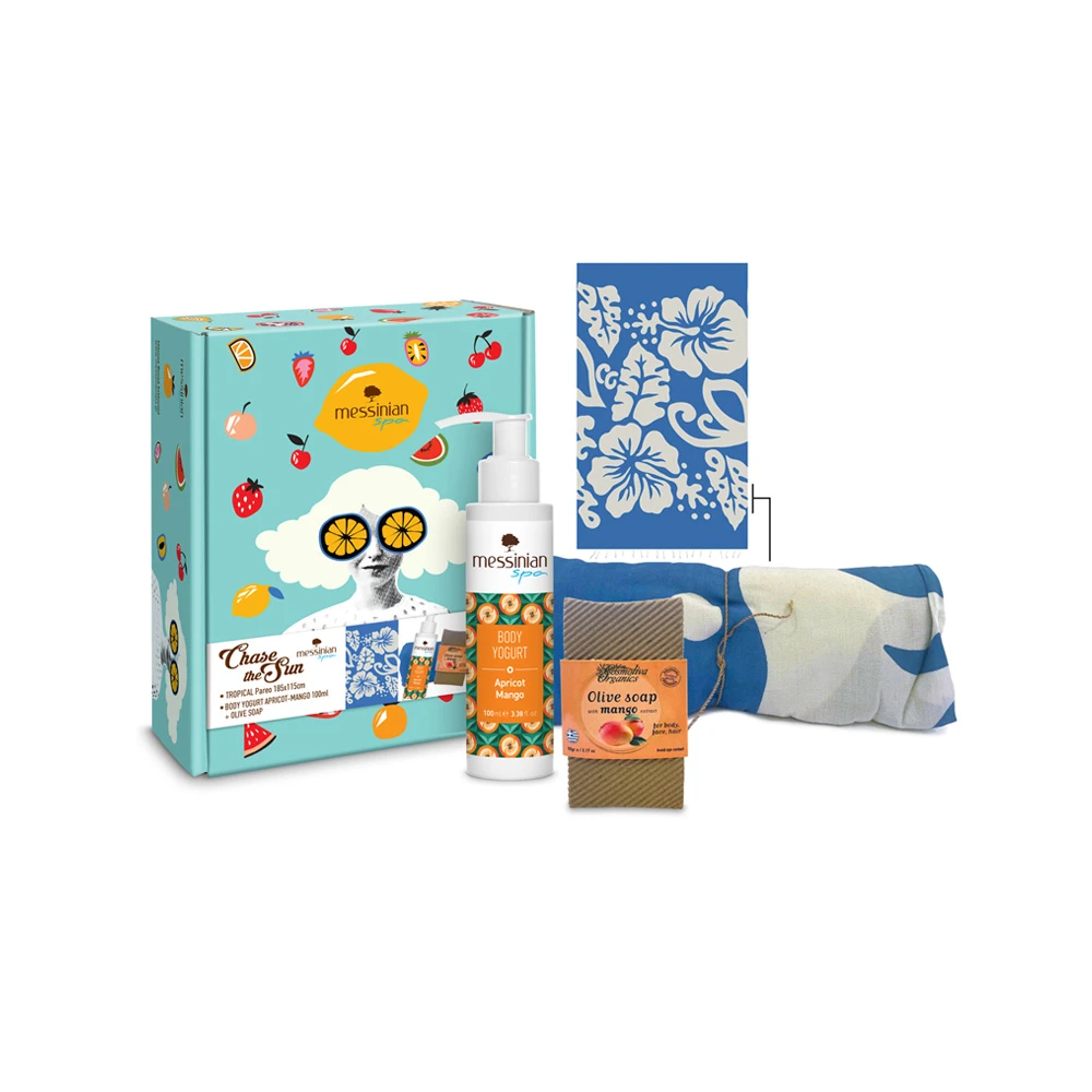 Messinian Spa Promo Chase The Sun Body Yogurt Apricot & Mango Γαλάκτωμα Σώματος Βερύκοκο & Μάνγκο 100ml & Olive Soap With Mango Σαπούνι Με Μάνγκο 1 τεμάχιο & Δώρο Παρεό Tropical 1 τεμάχιο