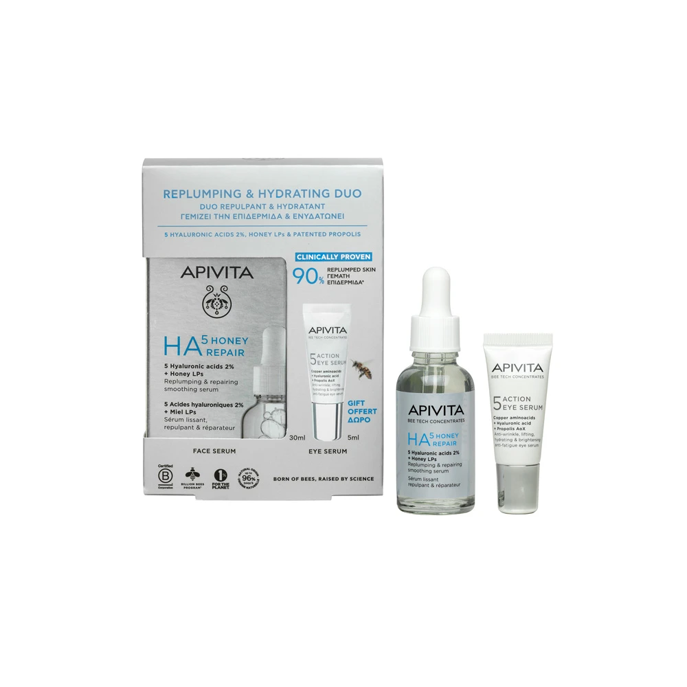 Apivita Promo Replumping & Hydration Duo Με HA5 Honey Repair Serum 30ml & Gift 5 Action Eye Serum 5ml