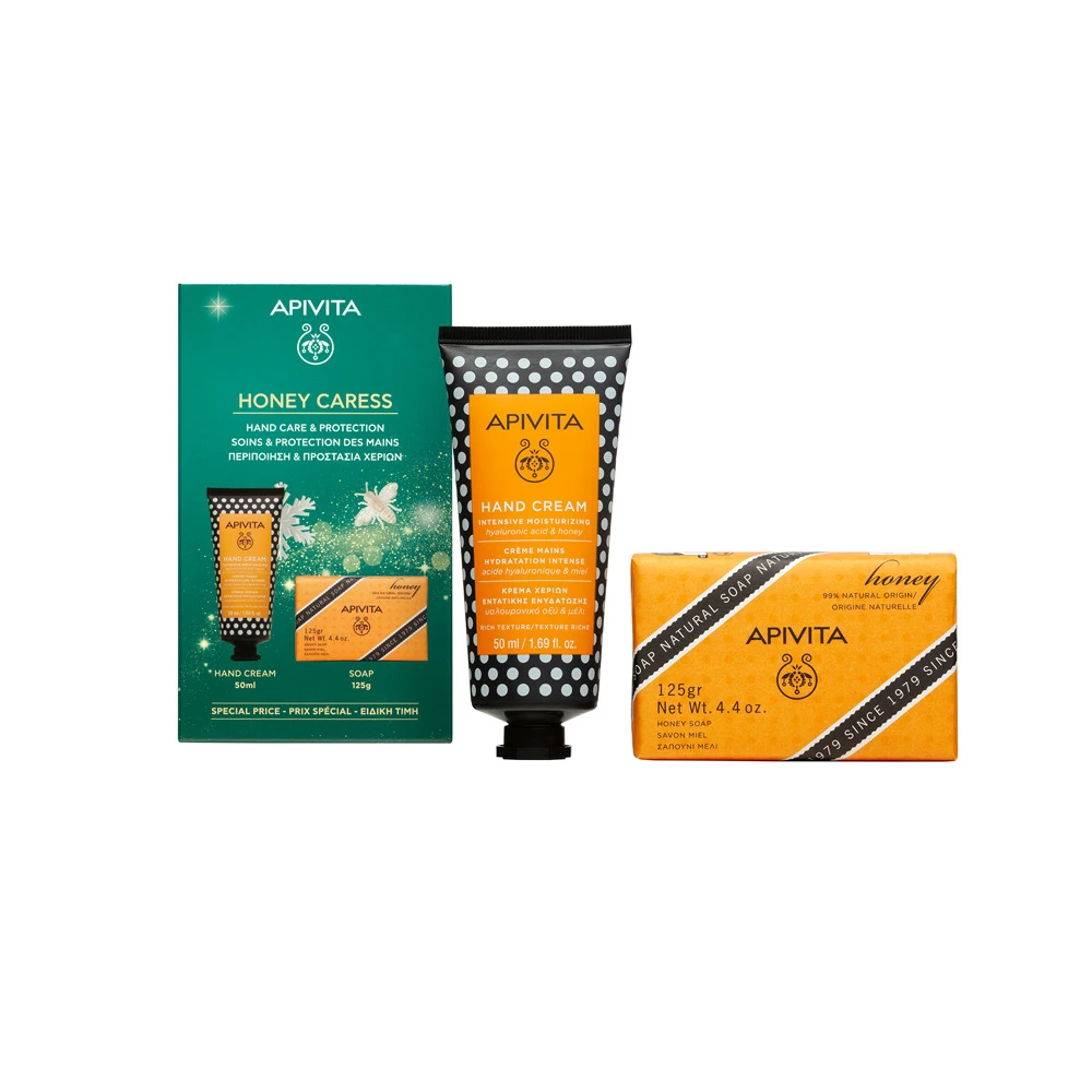 Apivita Promo Honey Caress Intensive Moisutrizing Hand Cream 50ml & Natural Soap With Honey 125gr