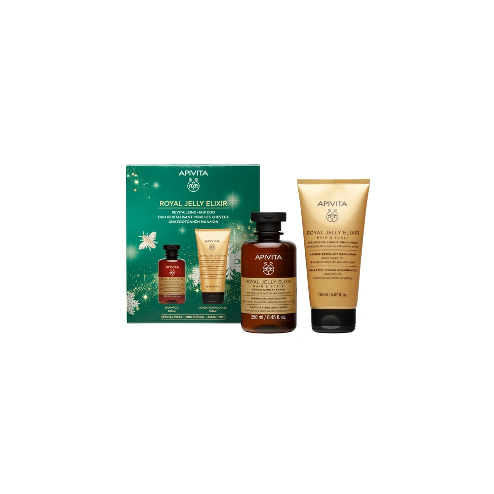 Apivita Promo Royal Jelly Elixir With Royal Jelly Elixir Revitalizing Shampoo 250ml & Royal Jelly Elixir Replumping Conditioning Mask 150ml