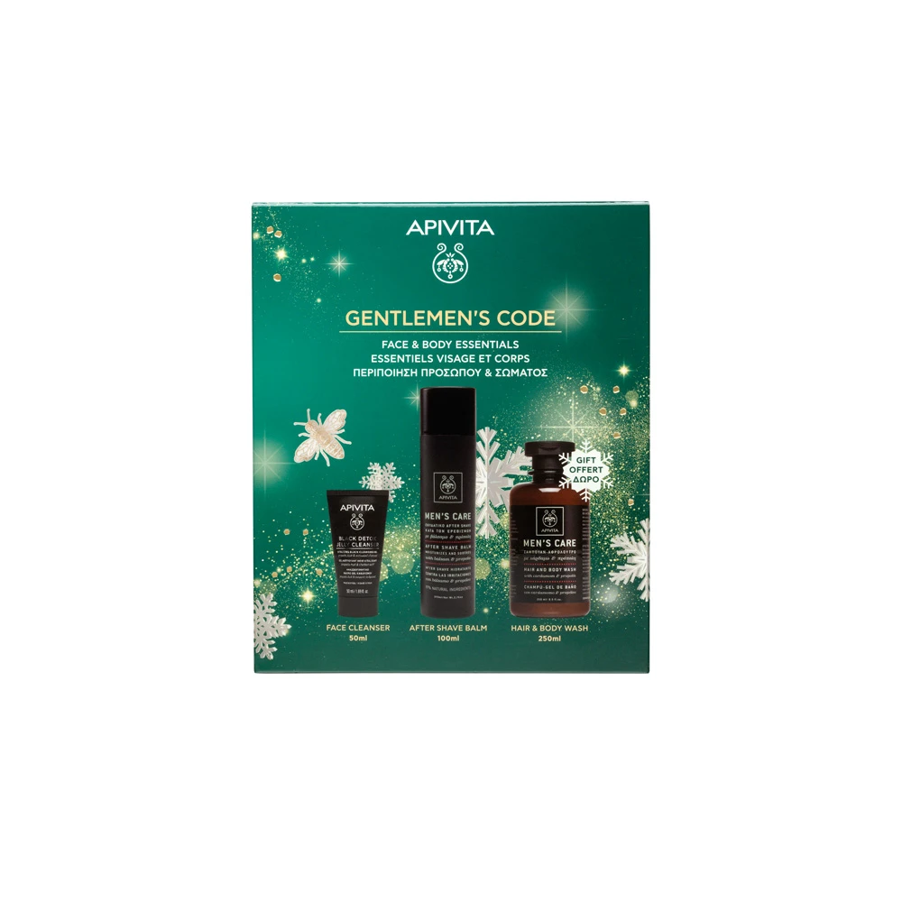 Apivita Promo Gentlemen's Code With Men's After Shave 100ml Black Detox Jelly Cleanser 50ml & Gift Men's Care 250ml