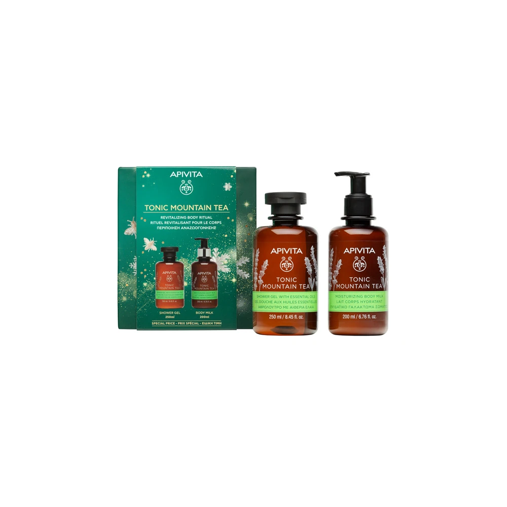 Apivita Promo Tonic Mountain Tea With Tonic Mountain Tea Shower Gel 250ml & Tonic Mountain Tea Moisturizing Body Milk 200ml