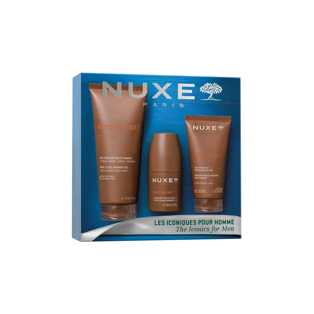 Nuxe Promo Set Men Με Men Shower Gel Αφρώδες Τζελ Καθαρισμού Για Πρόσωπο Σώμα & Μαλλιά 200ml & Men Deodorant Ανδρικό Roll-On Αποσμητικό 24h Προστασίας 50ml & Men Moisturizing Gel Ενυδατικό Gel Προσώπου 50ml