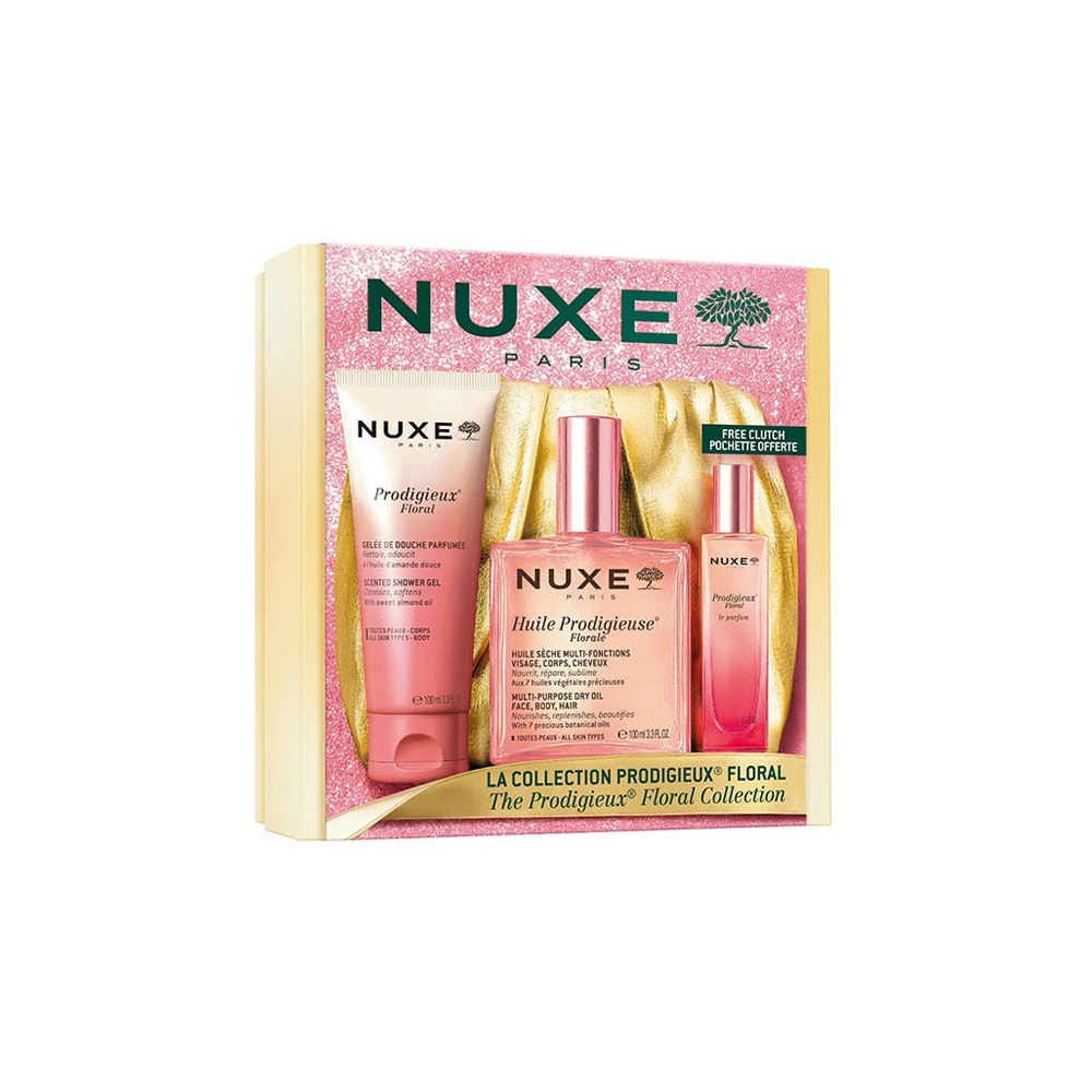 Nuxe Promo Prodigeux Floral Με Huile Prodigieuse Florale 100ml & Floral Gelee de Douche 100ml & Gift Floral Le Parfum 15ml & Gold Pouch 1 picie