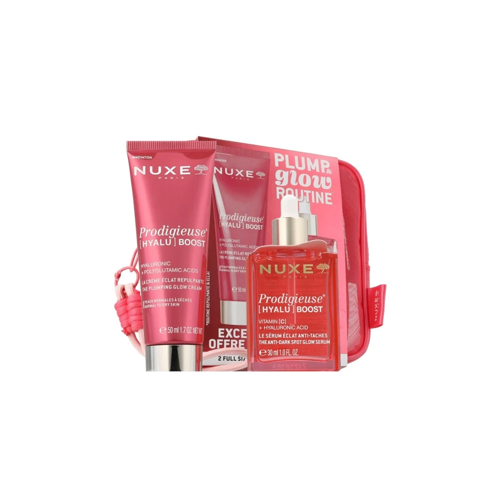 Nuxe Prodigieuse Boost Beauty Kit With Hyalu Boost Plumping Glow Cream Day Cream For Normal To Dry Skin 50ml & Anti-Dark Spot Glow Serum Radiance Face Serum 30ml