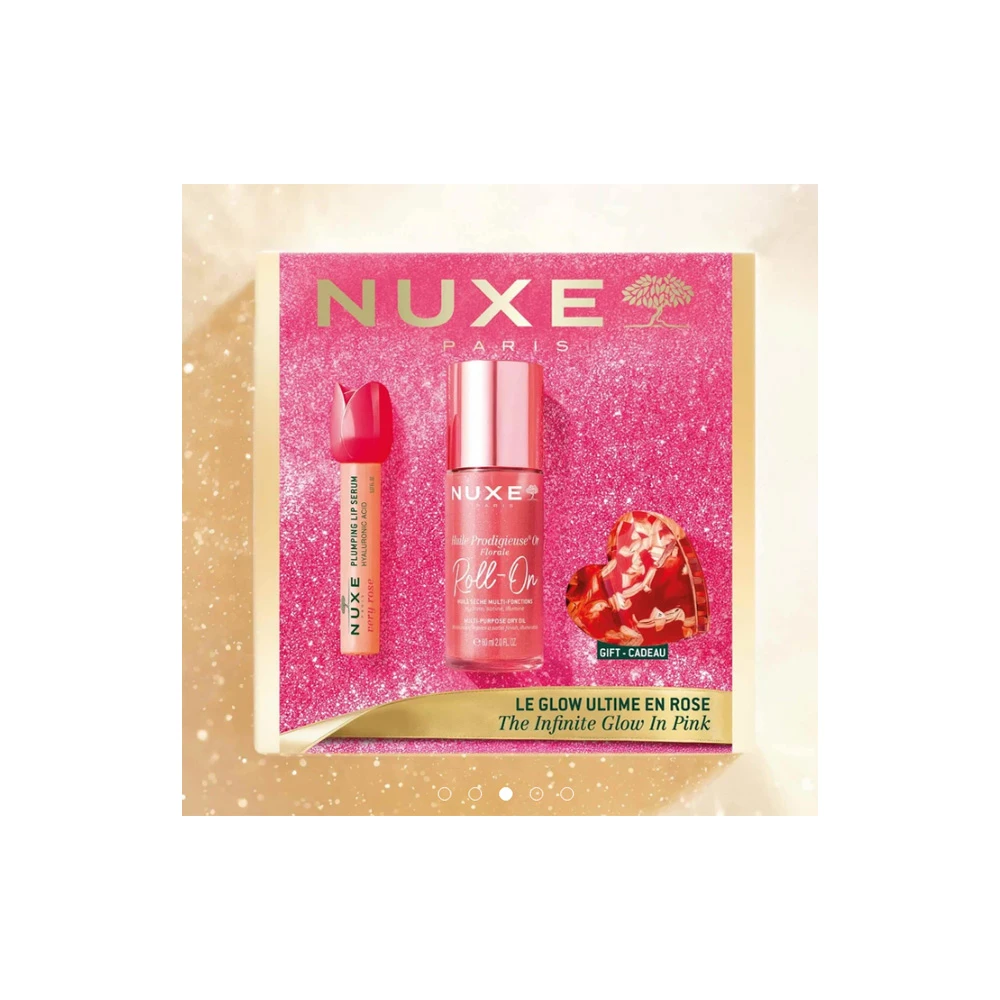Nuxe Promo The Infinity Glow In Pink Με Huile Prodigieuse Or Florale Roll On 60ml & Very Rose Lip Plumping Serum 8ml & Gift Pink Hair Clip 1 picie