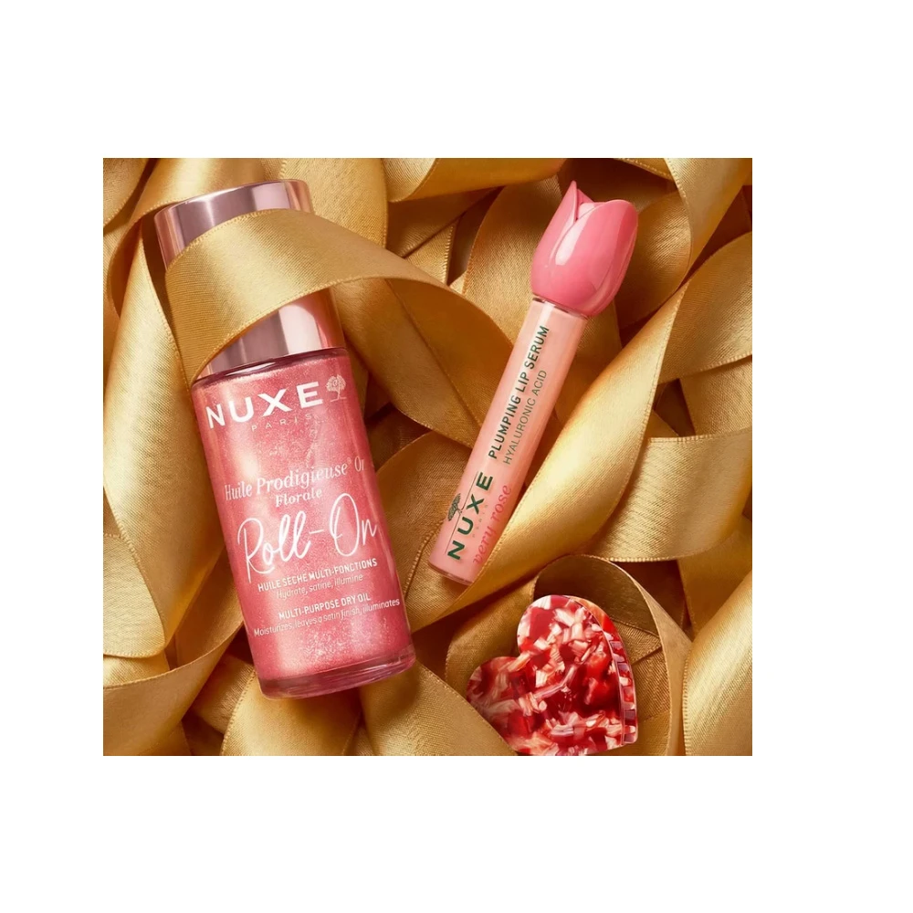 Nuxe Promo The Infinity Glow In Pink Με Huile Prodigieuse Or Florale Roll On 60ml & Very Rose Lip Plumping Serum 8ml & Gift Pink Hair Clip 1 picie