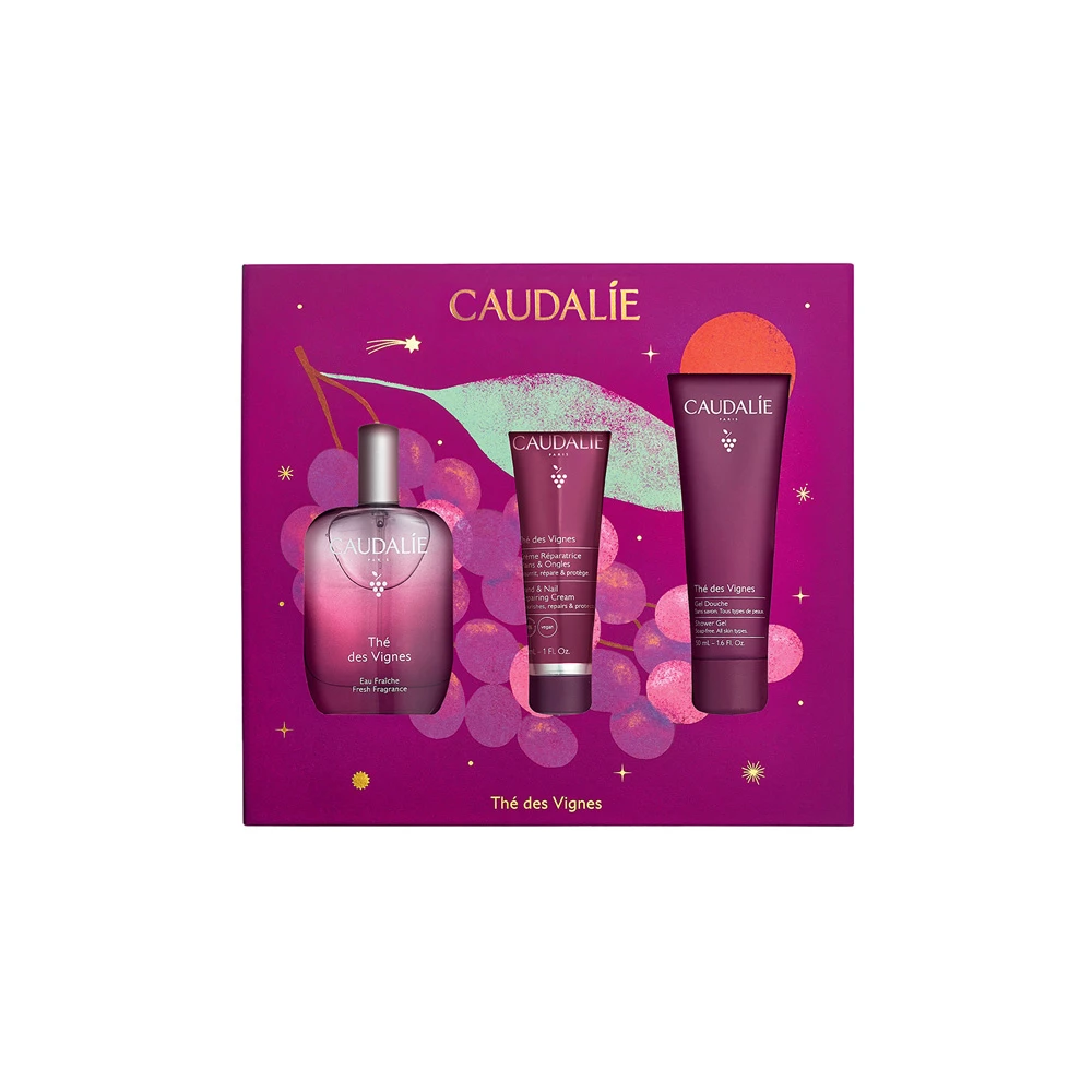 Caudalie Thé Des Vignes Fresh Fragrance Set: Women’s Fragrance 50ml, Nourishing Hand & Nail Cream 30ml, and Shower Gel 50ml