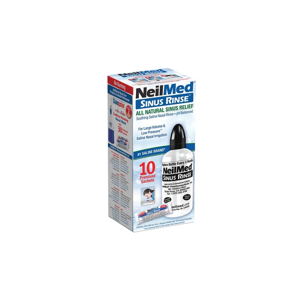 NeilMed Sinus Rinse Σύστημα Ρινικών Πλύσεων Για Ενήλικες Με Μπουκάλι 10 φακελίσκοι