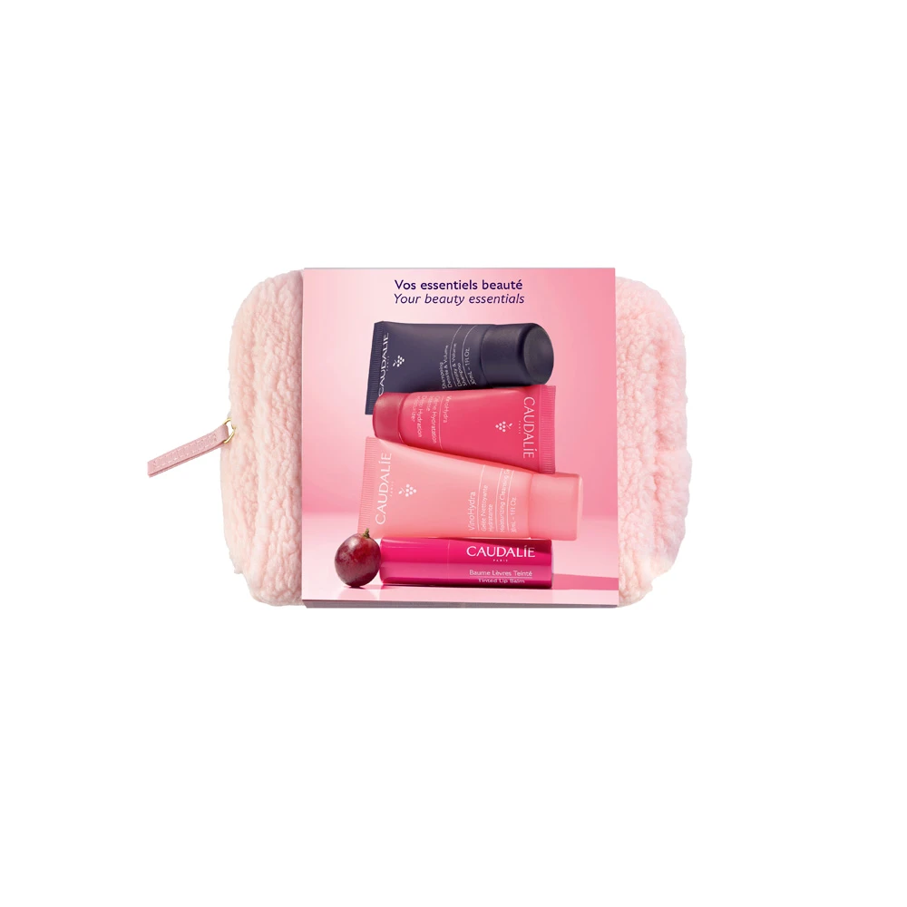 Caudalie Limited Edition Travel Pouch Promo Με VinoHydra Moisturizing Gel 30ml + Deep Hydration Moisturizer 15ml + Tinted Lips Balm 4.5gr + Density & Volume Sampoo 30ml & Gift 1 pouch