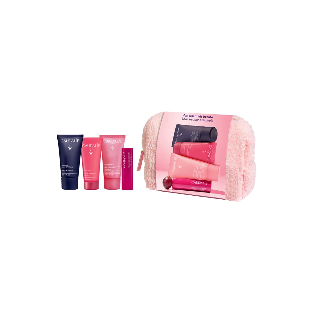 Caudalie Limited Edition Travel Pouch Promo Με VinoHydra Moisturizing Gel 30ml + Deep Hydration Moisturizer 15ml + Tinted Lips Balm 4.5gr + Density & Volume Sampoo 30ml & Gift 1 pouch